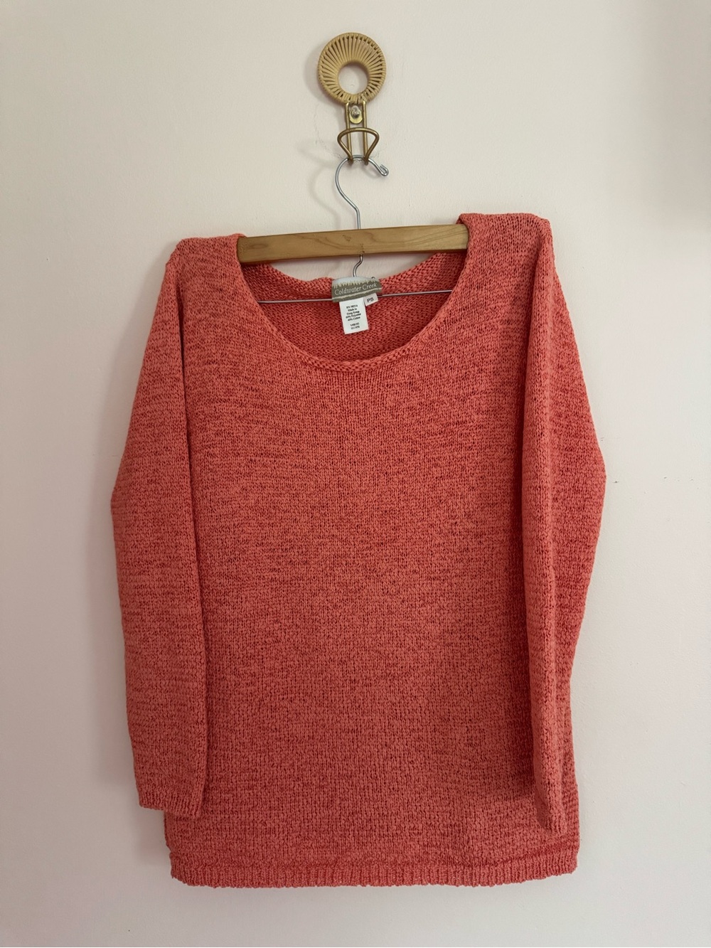 Coldwater Creek Coral Scoop Neck Knit Sweater